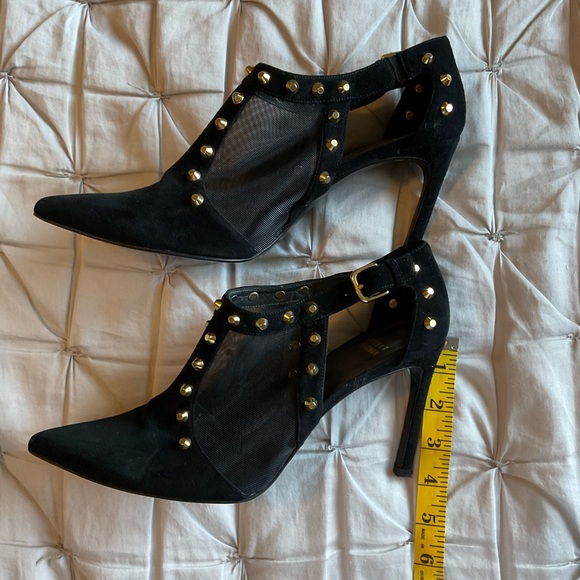 Stuart Weitzman black with gold stud heel shoes - Picture 6 of 7
